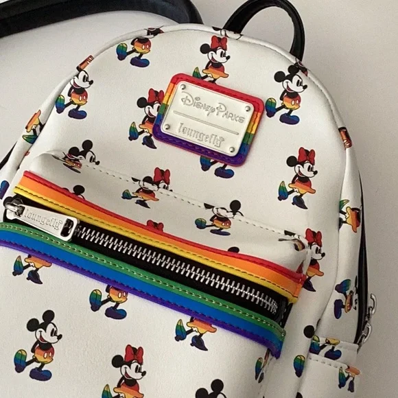 Disney Parks Rainbow Collection Mickey and Minnie Mini Loungefly Backpack